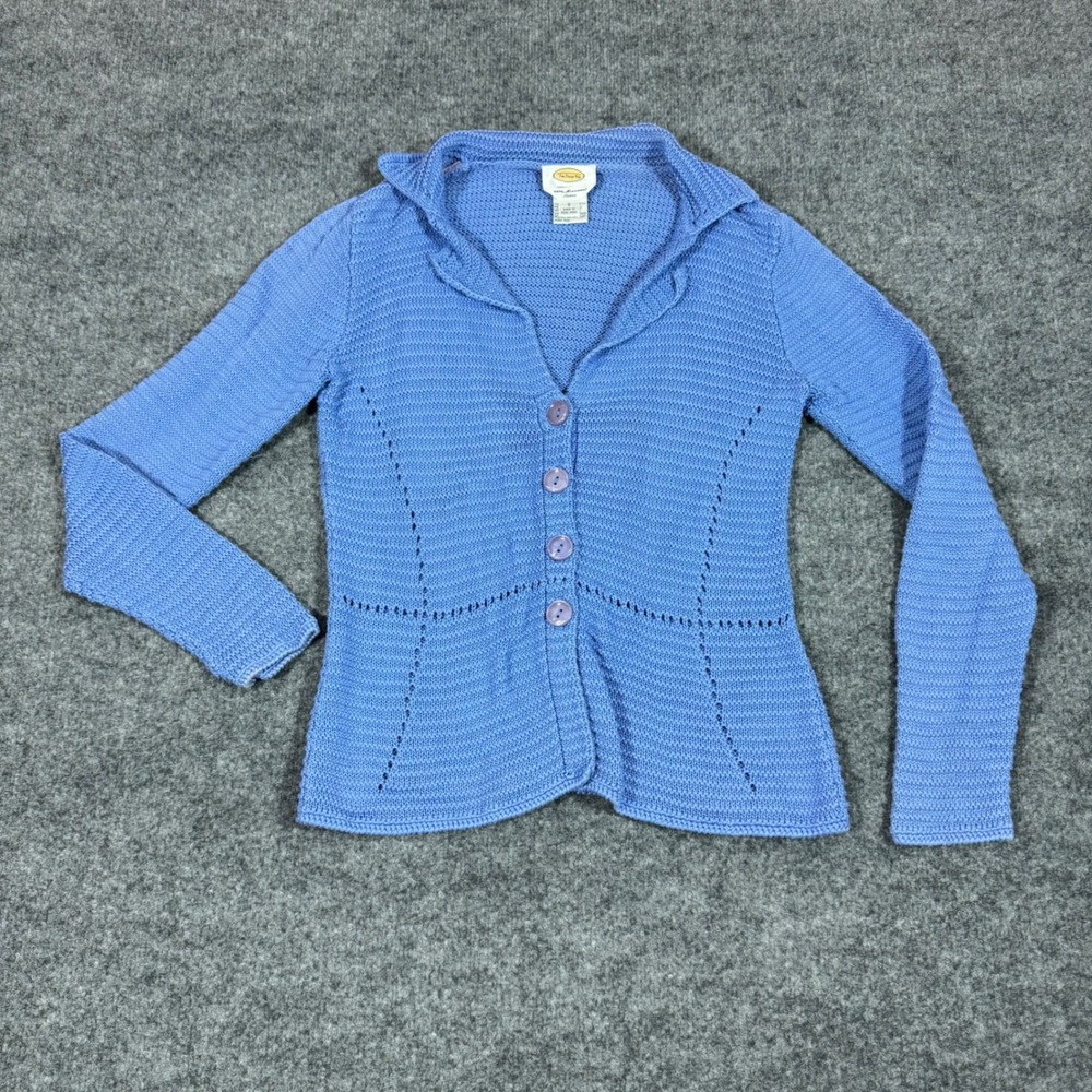 VTG Talbots Cardigan Sweater Collared Button Front Women S Mercerized Cotton EUC